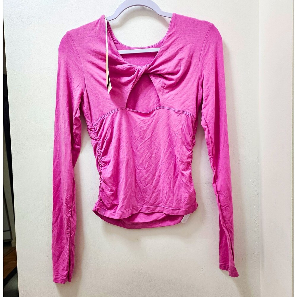 Blogilates Twisty Long Sleeve Top Women’s Activewear Pink Ruched Small Nwt Yoga